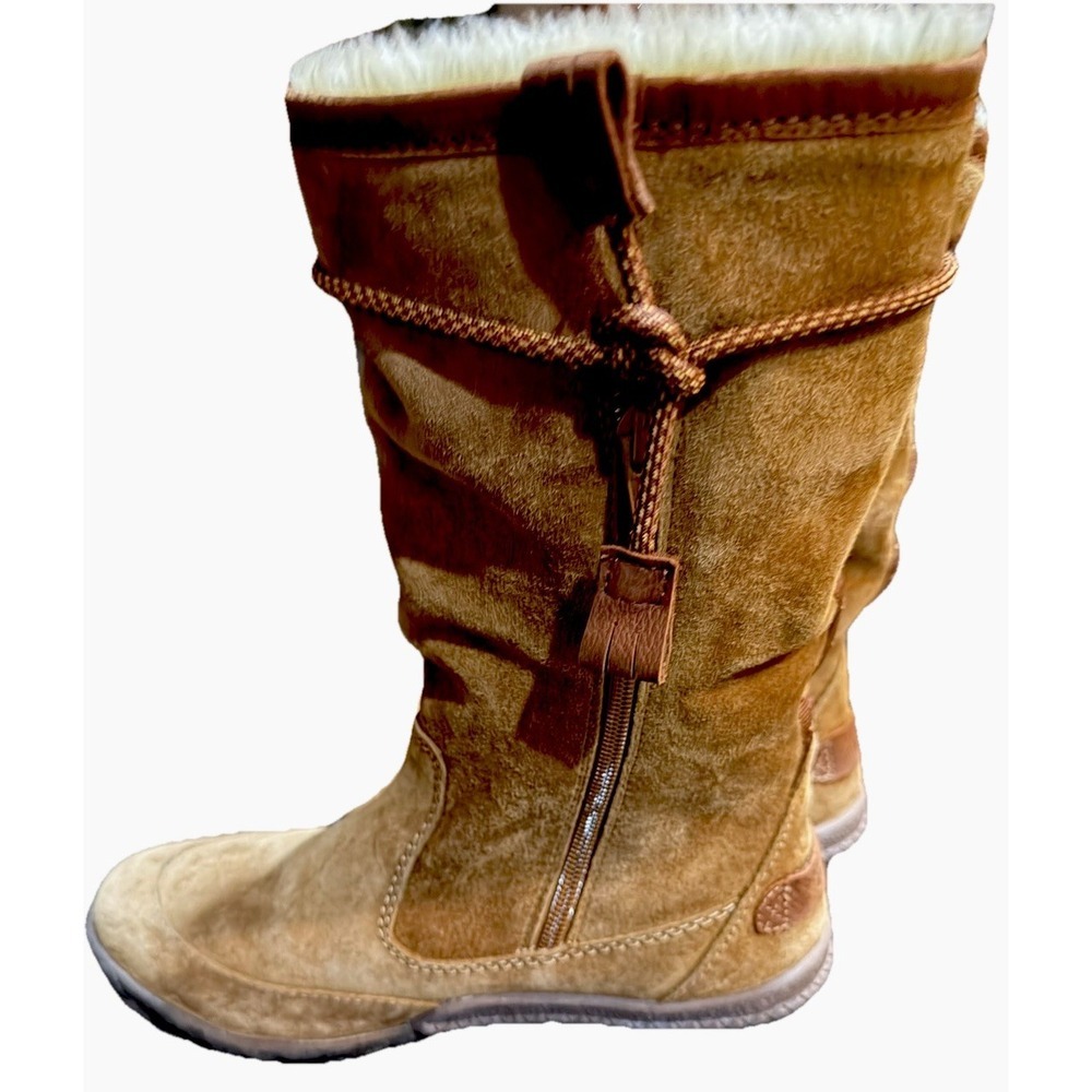 Cushe Cascade Tan Suede Waterproof Winter Boots Womens 6 Faux Fur Boho Cabin